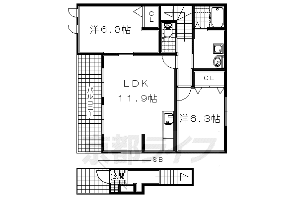 MIYABI-雅-(2LDK/2階)の間取り写真