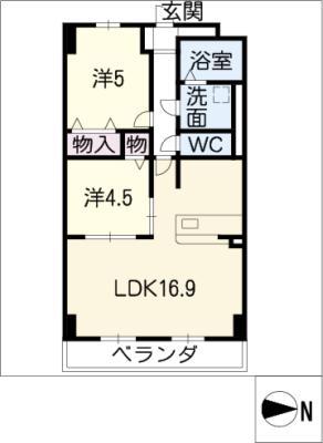 イストワール城西(2LDK/2階)の間取り写真