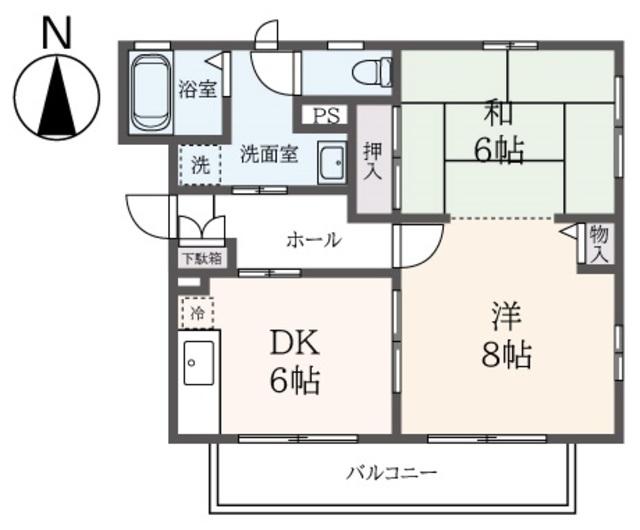 エトワールB(2DK/1階)の間取り写真