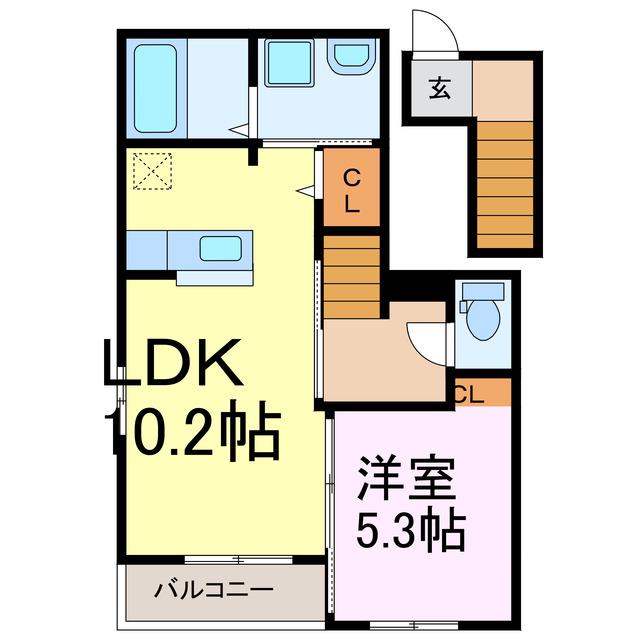 メトロノームII(1LDK/2階)の間取り写真