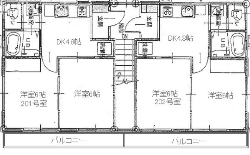 レジデンスはなさき(2DK/2階)の間取り写真