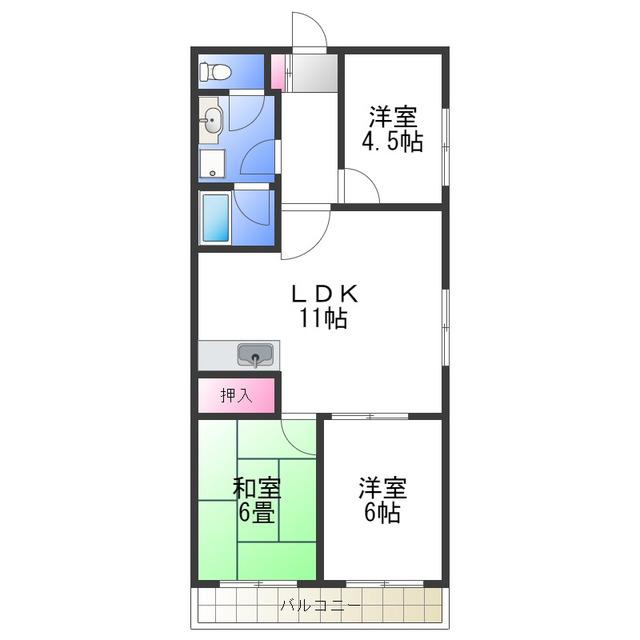アネックス西今川(3LDK/1階)の間取り写真