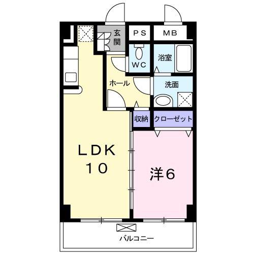 グラース(1LDK/4階)の間取り写真