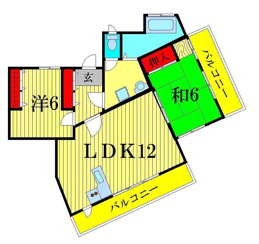 柴又3丁目マンション(2LDK/3階)の間取り写真