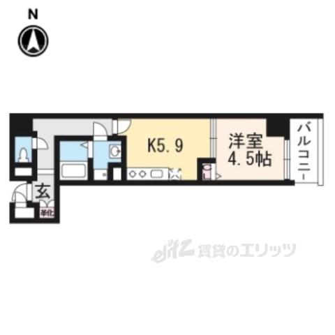 べラジオ京都西大路2(1DK/9階)の間取り写真