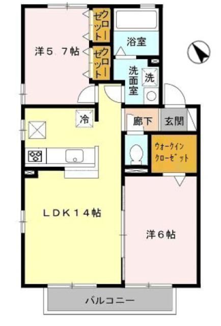 アーバンフォレストⅡ棟(2LDK/1階)の間取り写真