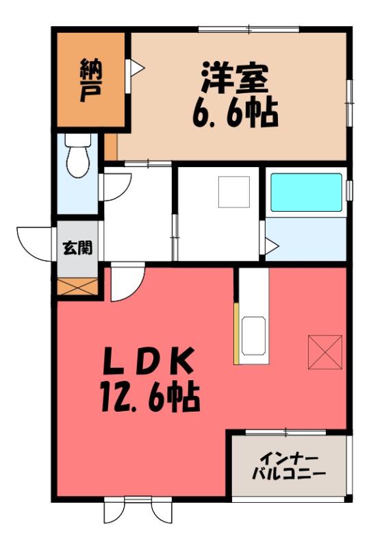 アトラスA(1LDK/1階)の間取り写真