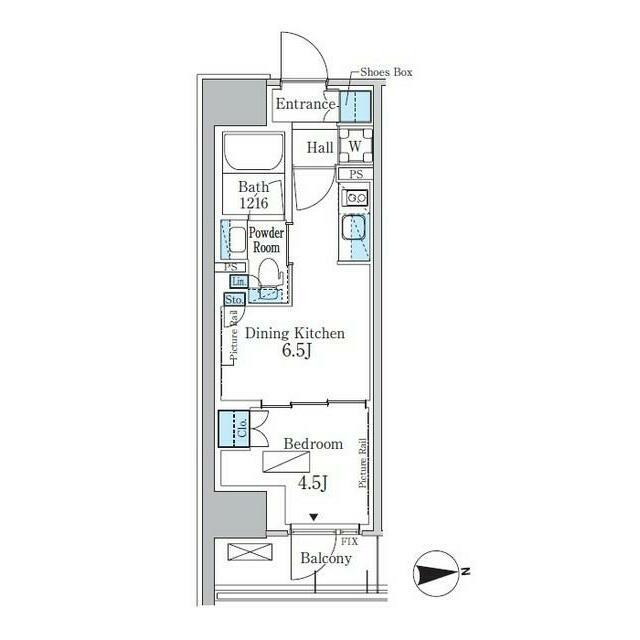 パークアクシス新宿百人町 部屋番号346(1DK/3階)の間取り写真
