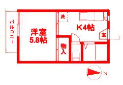 BCASA元加治IIIRE-BORN B棟(1K/2階)の間取り写真