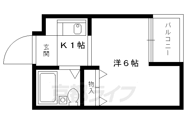 プラネシア中立売(1K/2階)の間取り写真