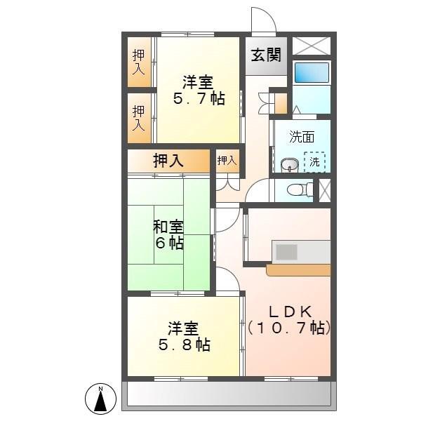 レジデンス井の森(3DK/4階)の間取り写真