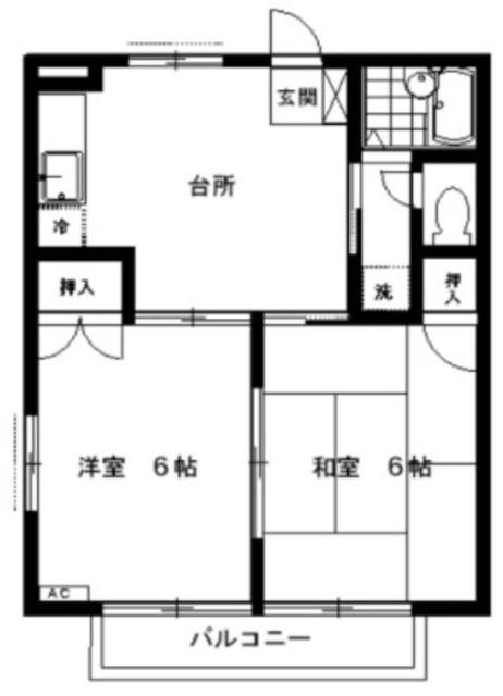 パークサイドシャトレWS-A(2DK/2階)の間取り写真