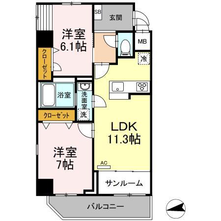 LA VIE BELLE(2LDK/2階)の間取り写真