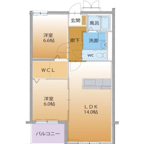 ハートフルクレア(2LDK/1階)の間取り写真