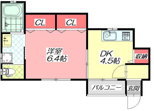 石原町アパート(1DK/1階)の間取り写真