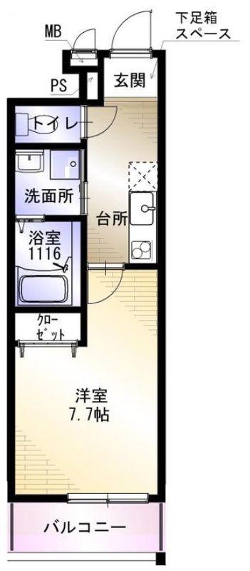 フジパレス阪南町III番館(1K/1階)の間取り写真