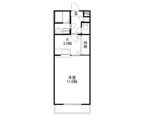 GRAN SWEET(1K/3階)の間取り写真