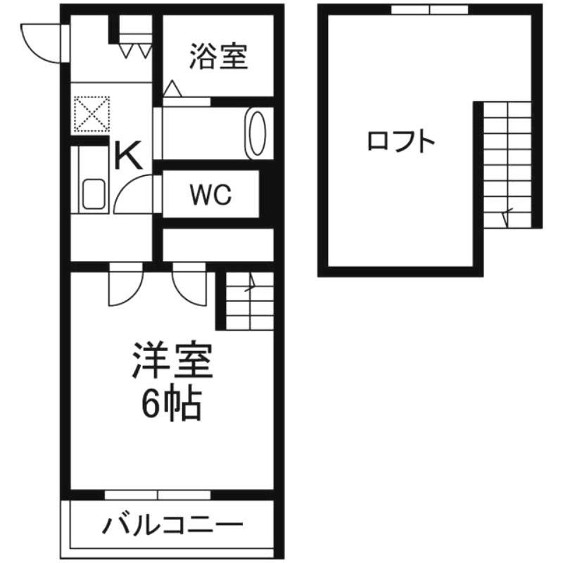 WILL GRANO岩槻(1K/2階)の間取り写真