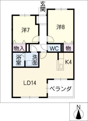 B-FLATノース(2LDK/2階)の間取り写真
