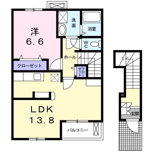 エリタージュ(1LDK/2階)の間取り写真