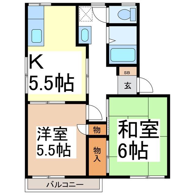 シャルム宮入(2K/2階)の間取り写真