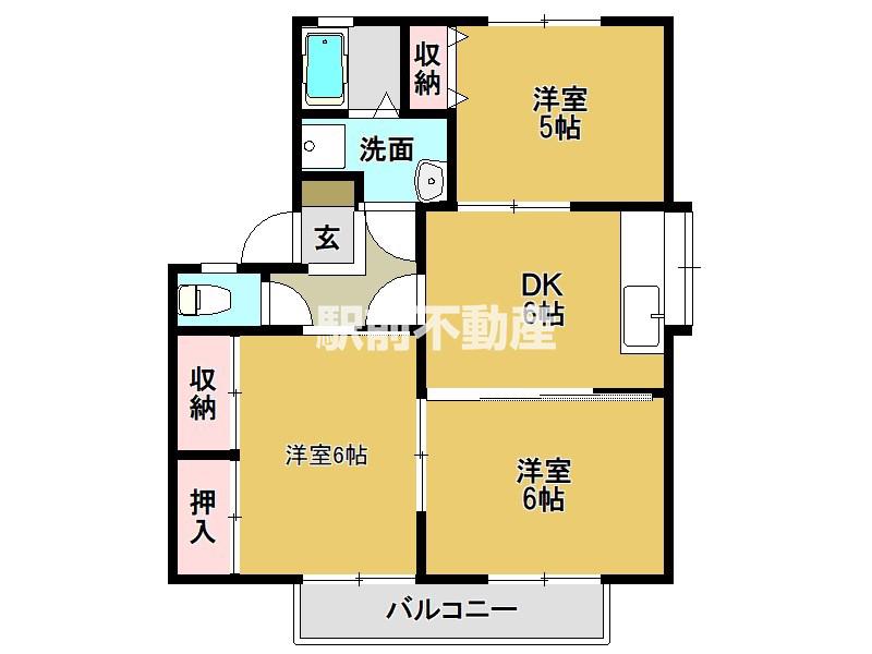 KIIコート六番館(3DK/2階)の間取り写真