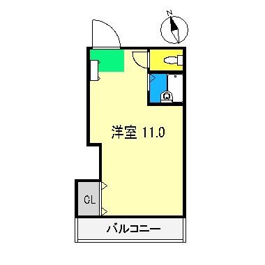 プラス1KEN(ワンルーム/2階)の間取り写真