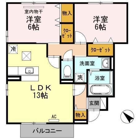 ル・リアンフローレン(2LDK/1階)の間取り写真