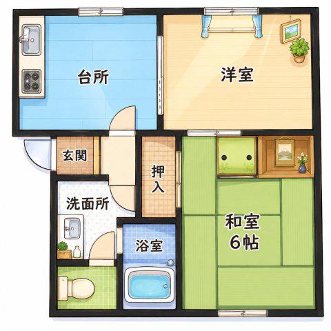 ローズハイツ(2DK/1階)の間取り写真