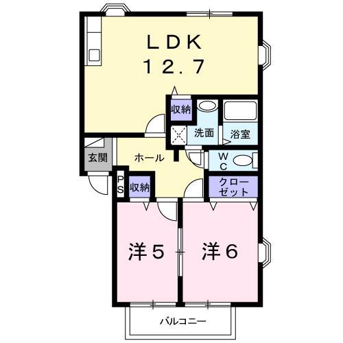 ハーベストコート A(2LDK/1階)の間取り写真