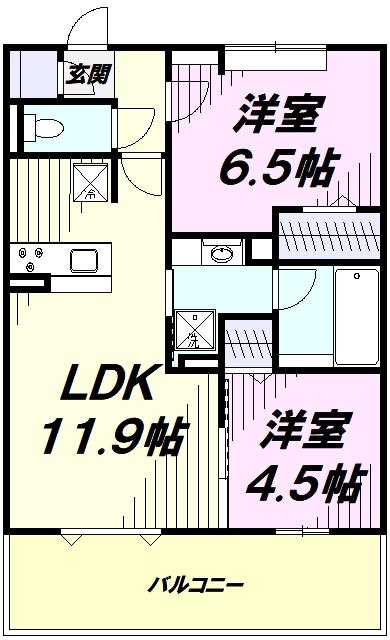 ラフィネアロッツィオ(2LDK/1階)の間取り写真