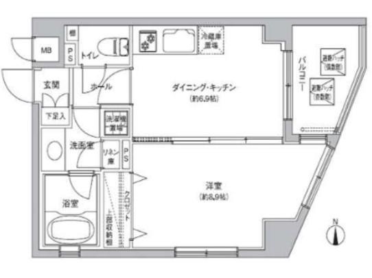 ザ・プレミアムスイート高田馬場(1DK/9階)の間取り写真