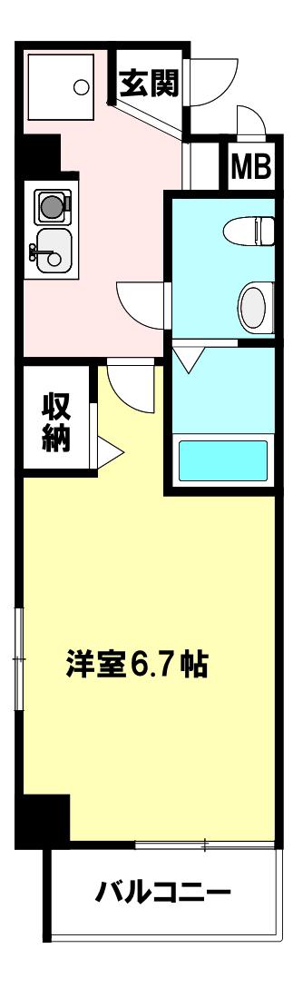 LE GRAND BLEU -グランブルー-(1K/6階)の間取り写真