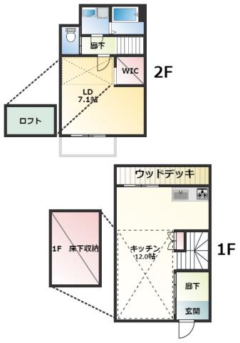 マザーリーフA(1LDK/1階)の間取り写真