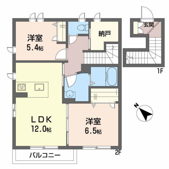 メゾン・ド・プルメリアIV(2LDK/2階)の間取り写真