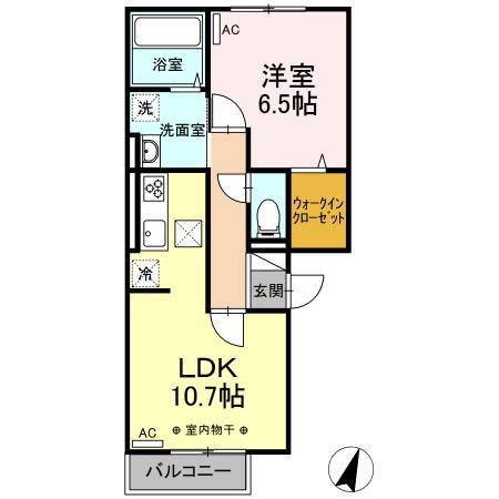 アンジュール(1LDK/1階)の間取り写真