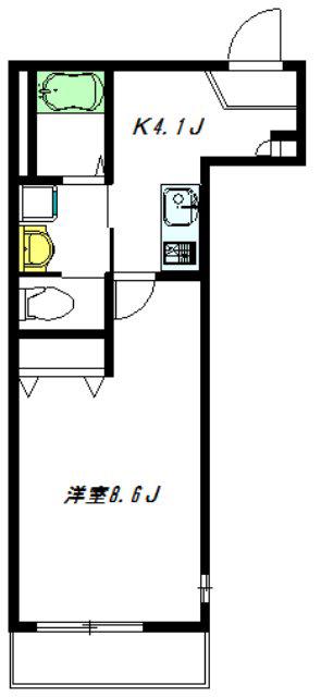 ウエスト・コート(1K/4階)の間取り写真