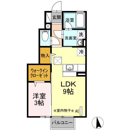 アーバンスピリッツ(1LDK/1階)の間取り写真