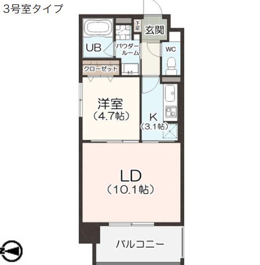 ヴィファーレ金山(1LDK/3階)の間取り写真