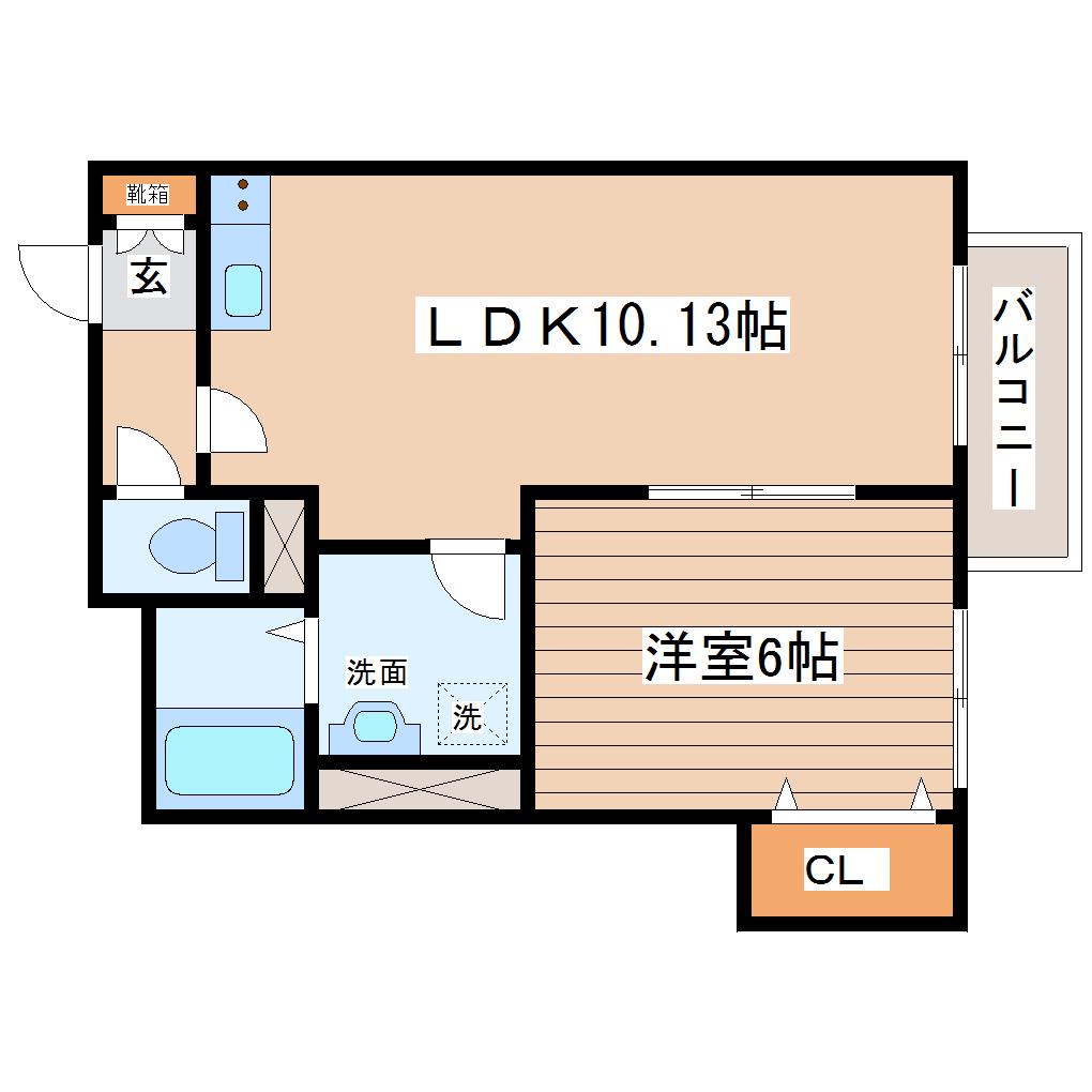 メリディアン南中山II(1LDK/2階)の間取り写真