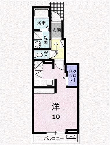 ボスケット(ワンルーム/1階)の間取り写真