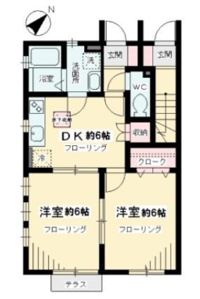 ビオト-プ桜丘A(2DK/1階)の間取り写真