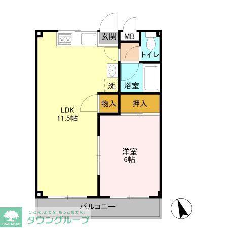 コミューン岩嶋 A(1LDK/2階)の間取り写真