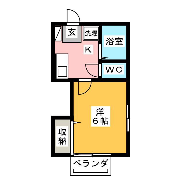 Kカトレア(1K/2階)の間取り写真