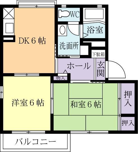グランメール松代B(2DK/1階)の間取り写真