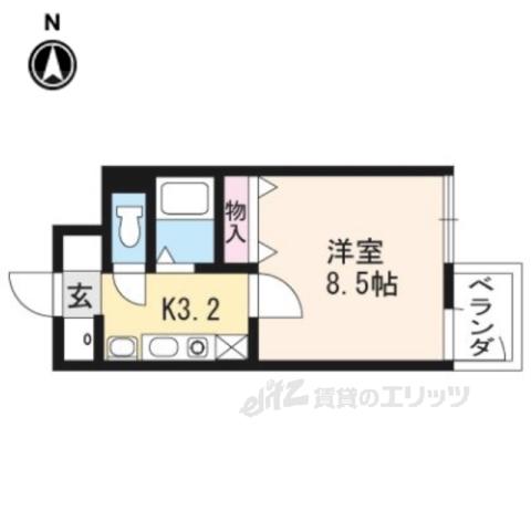 モノコモド御前A棟(1K/3階)の間取り写真