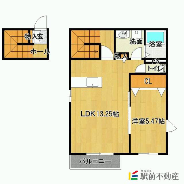 ウエストサイド巨勢 (1LDK/2階)の間取り写真