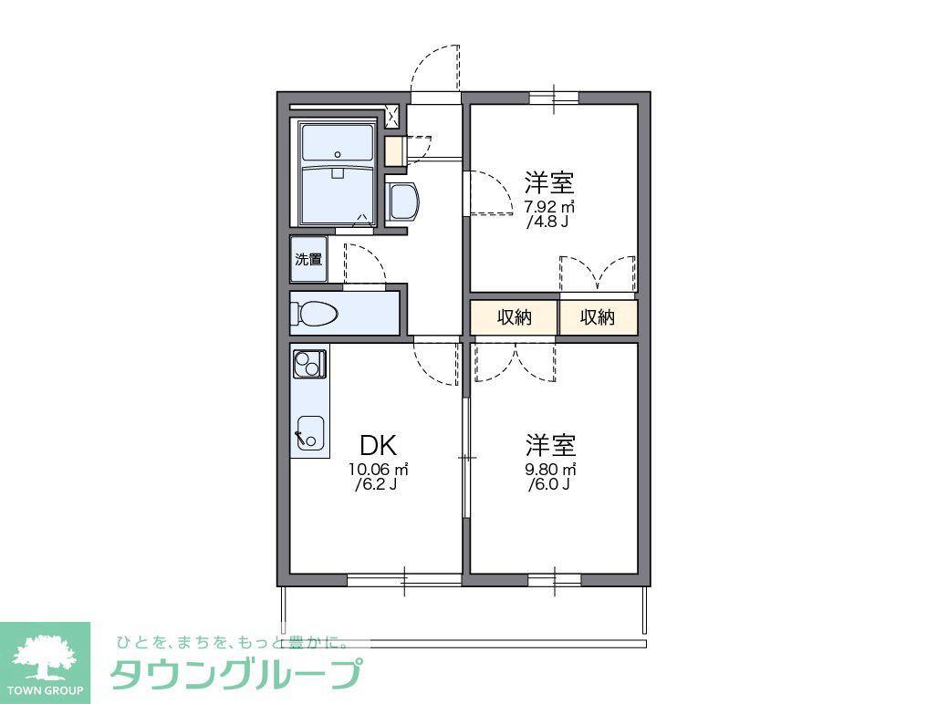 レオパレス嵐山(2DK/2階)の間取り写真
