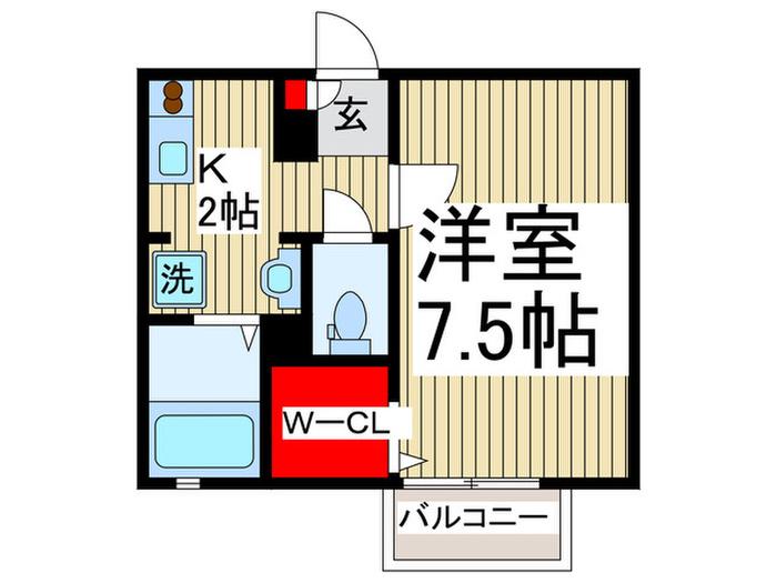 コーポエメラルドII(1K/2階)の間取り写真