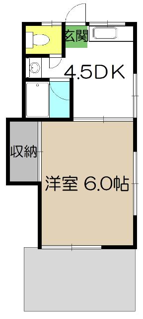 YKハイツ(1DK/1階)の間取り写真
